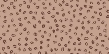 Kahve çekirdekleri dikişsiz pastel boyanmış moka rengi. Kahve taneli arkaplan grunge dokusu. Basit kömür kömürü baskısı. Moda rengi 2025 bg. Pastel vektör çizimi