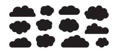 Bulut şekilli ikon, karikatür gökyüzü sade bulutlu, cennet kabarcığı, eğlenceli soyut kutu, beyaz arka planda izole edilmiş çocuk karalaması. Şirin vektör illüstrasyonu