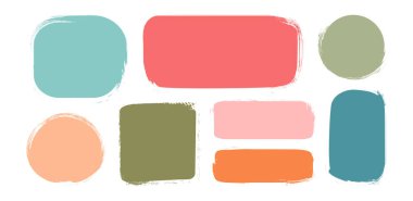 Metin kutusu pastel boya, boya fırçası şekilli çerçeve, sınırdaki çocuk, pastel kaba tebeşir çıkartması, beyaz arka planda izole edilmiş şirin bir kömür notu. Çizgi film konuşma etiketi hazır. Çocuksu vektör illüstrasyonu