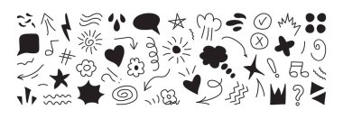 Çizgi roman efekti simgesi, çizgi film elemanı el çizimi, manga anime eskiz karalaması, sevimli hareket vurgusu. İfade ifadeleri, beyaz arka planda izole edilmiş hareketli eğlenceli karakter. Vektör illüstrasyonu