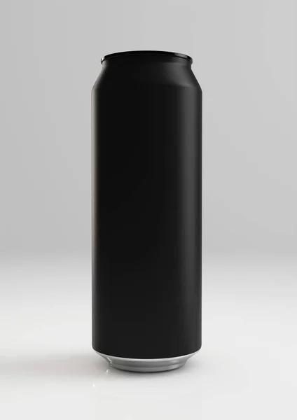 Boş Bir Matte Siyah Soda Kutusunun Boyutlu Canlandırması Tasarım Konsepti — Stok fotoğraf
