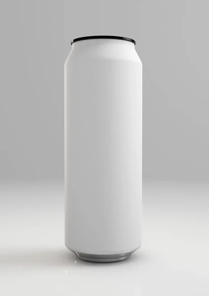 Renderização Uma Lata Refrigerante Branco Fosco Branco Para Mock Ups — Fotografia de Stock