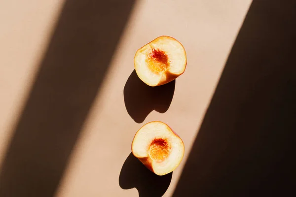 Stillleben Mit Frischen Pfirsichen Fotos Natürlichen Farben Minimales Ernährungskonzept Mit — Stockfoto