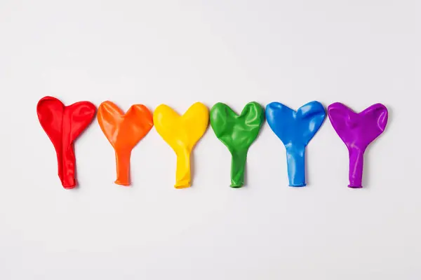 Сердца Воздушных Шаров Rainbow Украшения Цветах Лгбт Набор Сдутых Шаров — стоковое фото