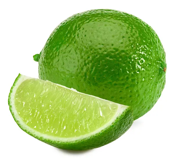 Green Lime Isolated White Background Clipping Path — Stock Photo, Image