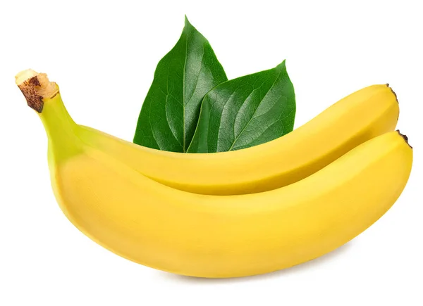 Banane Fraîche Aux Feuilles Vertes Isolées Sur Fond Blanc Exotique — Photo