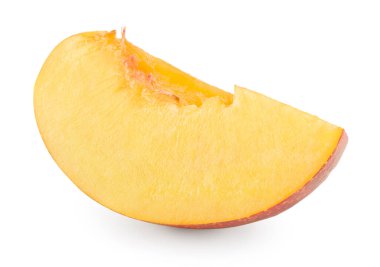 half of peach fruit isolated on white background. clipping pathv