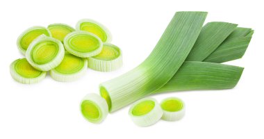 Pırasa beyaz arka planda izole edilmiş. kırpma yolu ile