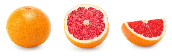 Grapefruit Řezem Grapefruitu Izolovaným Bílém Pozadí Cesta Oříznutí — Stock fotografie