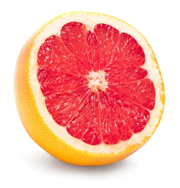 Hälfte Der Grapefruit Isoliert Auf Weißem Hintergrund Schneidpfad — Stockfoto