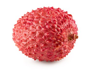 Beyaz arka planda izole edilmiş taze bir lychee. Makro. kırpma yolu
