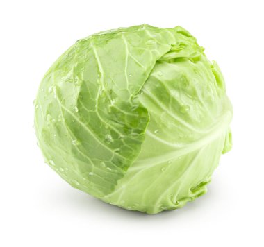 Beyaz arka planda izole edilmiş yeşil lahana. kırpma yolu