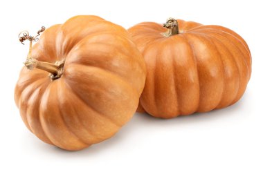 Beyaz arka planda iki kabak izole edilmiş. kırpma yolu