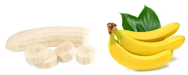 Banana Fresca Isolata Fondo Bianco Esotico Tropicale Percorso Ritaglio — Foto Stock