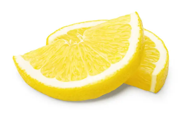 Sliced Lemon Isolated White Background Clipping Path Stock Picture