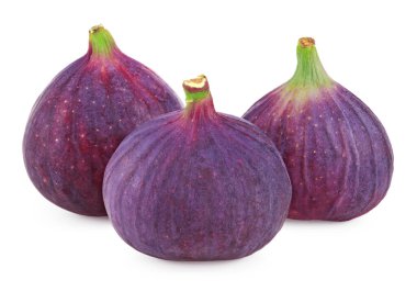 Beyaz arka planda izole edilmiş incir meyveleri. Tam alan derinliği. kırpma yolu