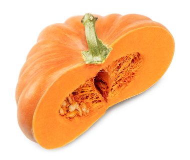 Beyaz arka planda izole edilmiş bir balkabağı parçası. kırpma yolu