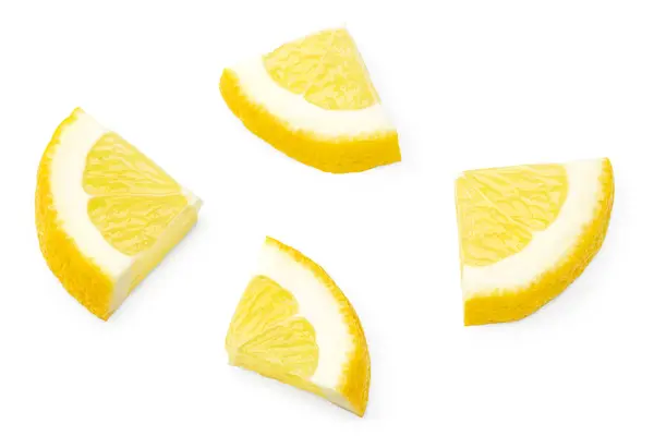 白い背景に単離されたスライスされたレモン クリッピングパス ロイヤリティフリーのストック画像