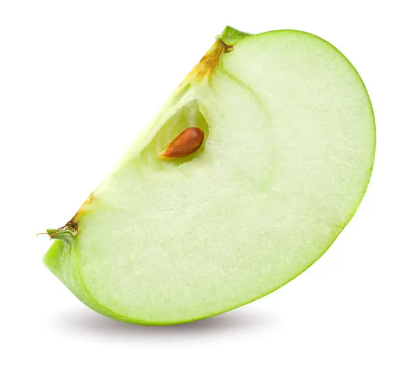 Piece Green Apple Isolated White Background Clipping Path Stock Photo
