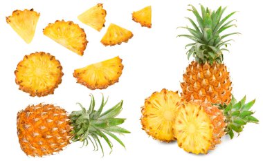 Dilimlenmiş bebek ananas beyaz arka planda izole edilmiş. Egzotik meyve. kırpma yolu