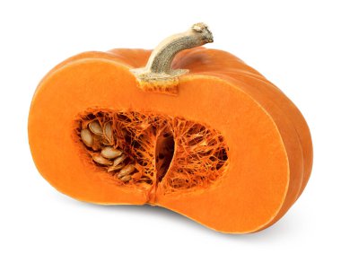 Beyaz arka planda izole edilmiş bir balkabağı parçası. kırpma yolu