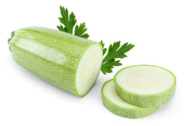 Dilimlenmiş kabak ya da beyaz arka planda izole edilmiş ilik. kırpma yolu