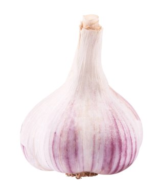 Beyaz arka planda izole edilmiş sarımsak. Kesme Yolu