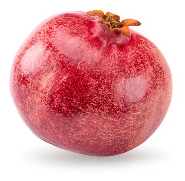 Beyaz arka planda izole edilmiş tek bir nar. kırpma yolu