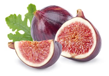 Beyaz arka planda izole edilmiş incir meyvesi. Tam alan derinliği. kırpma yolu