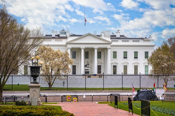 Vita Huset Fasad Från Pennsylvania Avenue Våren Washington Huvudstad Usa — Stockfoto