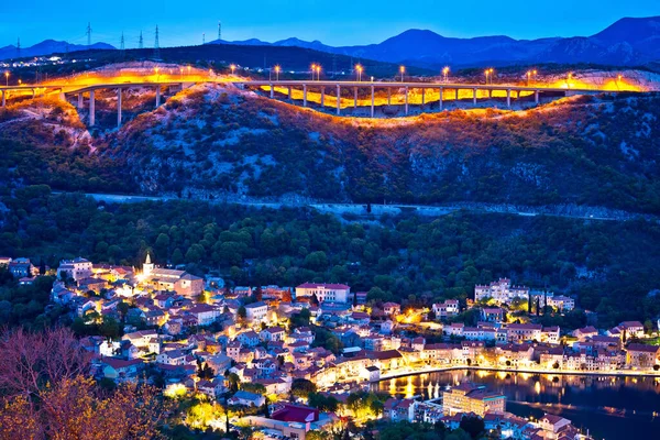 Bakar Kasabası Karayolu Viyadük Akşam Manzarası Kvarner Körfezi Bölgesi Hırvatistan — Stok fotoğraf