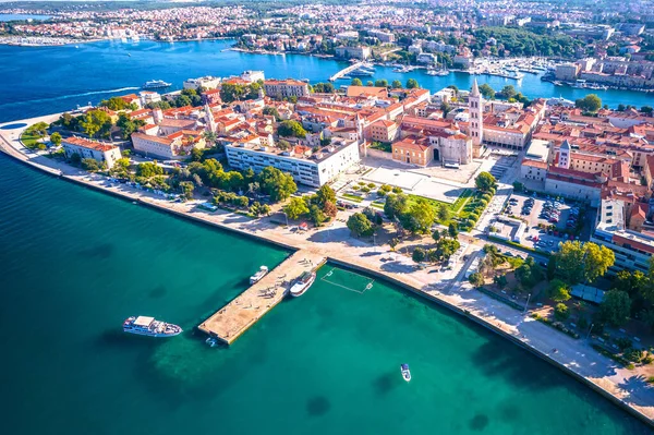 Zadar市历史中心和海滨空中全景 克罗地亚达尔马提亚地区旅游胜地 — 图库照片