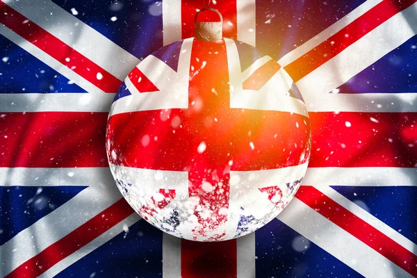 Grunge Ilustración Bandera Del Reino Unido Través Bola Navidad Vidrio — Foto de Stock