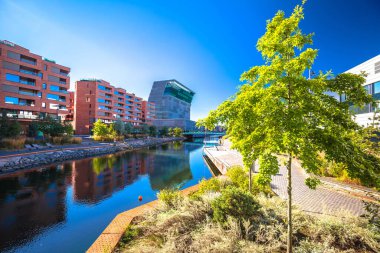 Oslo liman manzarasının çağdaş mimarisi, Norveç 'in başkentindeki modern binalar