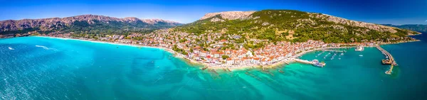 Baska Turquoise Waterfront Air Panorama Island Krk Islands Croatia — 스톡 사진