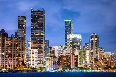 Miami downtown skyline evening waterfront view, Florida, United States of America