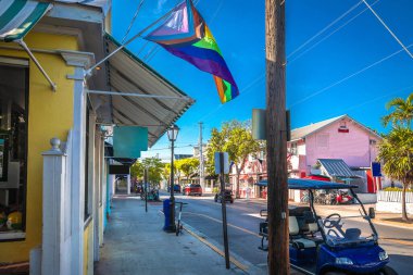Key West ünlü Duval sokak manzarası, Güney Florida Keys, Amerika Birleşik Devletleri