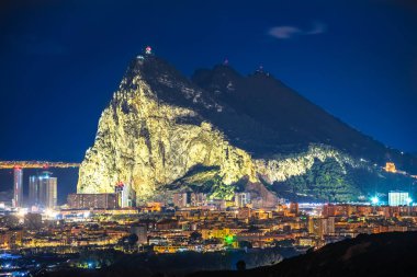 Gibraltar rock evening panoramic view, view from Spain