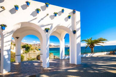 Balcon de Europa in Nerja waterfront and architecture view, Andalusia region of Spain