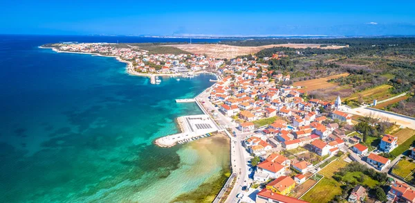 Petrcane Village Tourist Destination Coastline Aerial Panoramic View Dalmatia Region — Stock Photo, Image