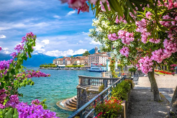Bellagio Lungolago Europa kasabası ve göl manzarası, Como Gölü, Lombardy bölgesi İtalya