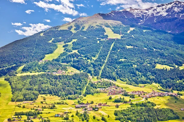 Város Bormio Monte Vallecetta Hegy Dolomitok Alpok Kilátás Tartomány Sondrio — Stock Fotó