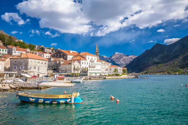 Ciudad Escénica Perast Bahía Boka Kotorska Vista Archipiélago Montenegro — Foto de Stock