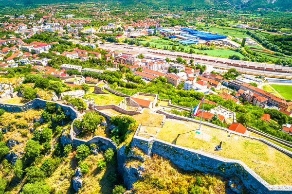 Town Knin Aerial View Knin Fortress Second Largest Fortress Croatia — Stock Photo, Image