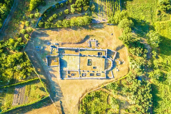 stock image Ancient Salona or Solin roman ruins aerial view, Split region of Dalmatia, Croatia