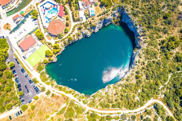 Rogoznica Dragon Eye lake aerial view, Dalmatia region of Croatia