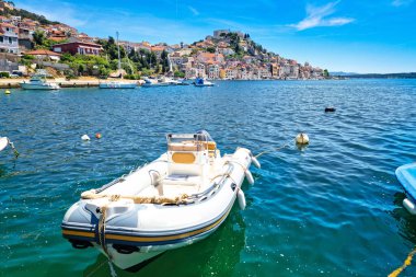 UNESCO 'nun Sibenik kasabası turkuaz deniz manzaralı, Hırvatistan Dalmaçya takımadası