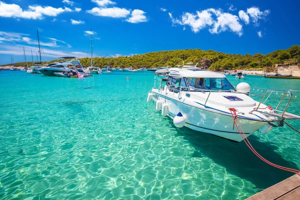 Pakleni Otoci Palmizana Bucht Türkisfarbener Strand Yachtziel Panoramablick Dalmatien Archipel — Stockfoto