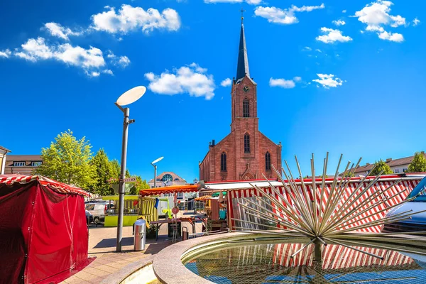 ケール教会の町と市場の広場の通りの眺め ドイツのバーデン ヴュルテンベルク州地域 — ストック写真