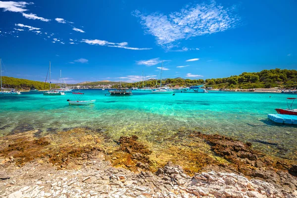 Pakleni Otoci Palmizana Bay Turkos Strand Och Segling Destination Dalmatien — Stockfoto